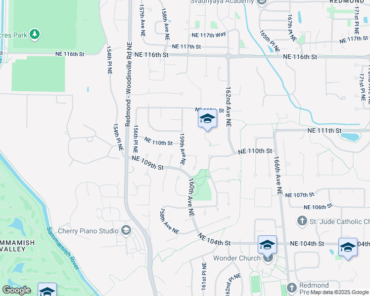map of restaurants, bars, coffee shops, grocery stores, and more near 10918 159th Avenue Northeast in Redmond
