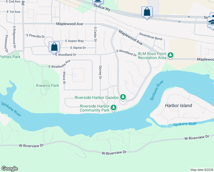 map of restaurants, bars, coffee shops, grocery stores, and more near 4897 East River Walk Avenue in Post Falls