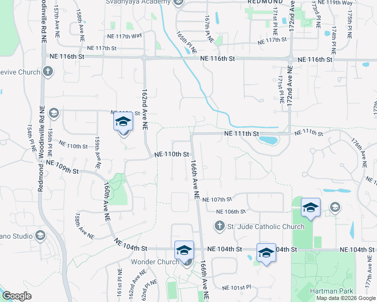 map of restaurants, bars, coffee shops, grocery stores, and more near 16514 Northeast 110th Street in Redmond