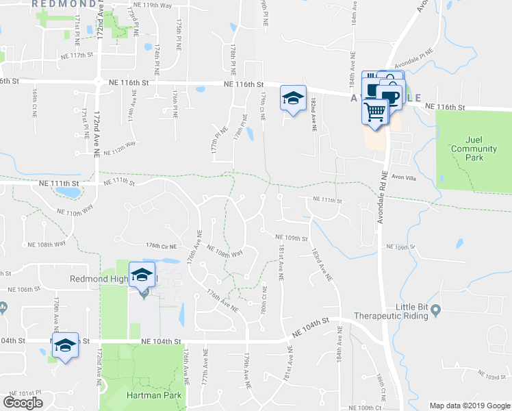 map of restaurants, bars, coffee shops, grocery stores, and more near 17814 Northeast 109th Court in Redmond