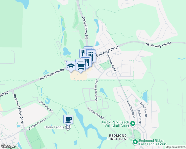 map of restaurants, bars, coffee shops, grocery stores, and more near 11315 Trilogy Parkway Northeast in Redmond