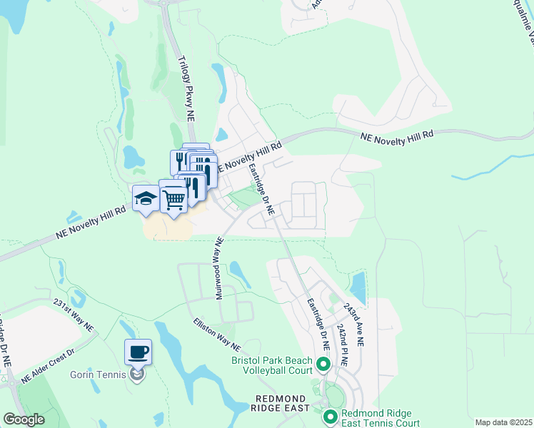 map of restaurants, bars, coffee shops, grocery stores, and more near 23869 Northeast 112th Circle in Redmond