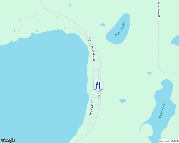 map of restaurants, bars, coffee shops, grocery stores, and more near 47721 East Pine Lake Road in Gonvick