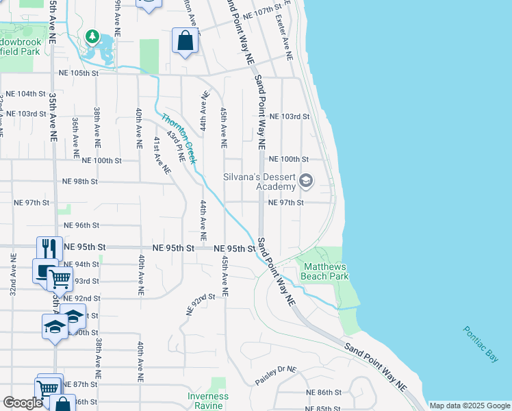 map of restaurants, bars, coffee shops, grocery stores, and more near 9536 46th Avenue Northeast in Seattle
