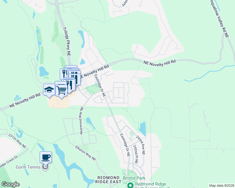 map of restaurants, bars, coffee shops, grocery stores, and more near 11261 241st Place Northeast in Redmond