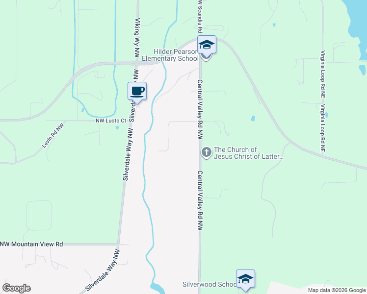 map of restaurants, bars, coffee shops, grocery stores, and more near 15201 Central Valley Road Northwest in Poulsbo