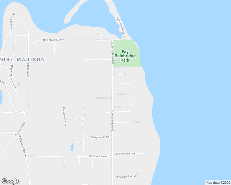 map of restaurants, bars, coffee shops, grocery stores, and more near 14918 Sunrise Drive Northeast in Bainbridge Island