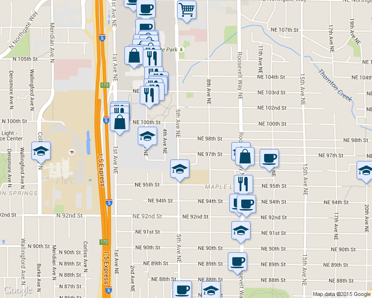 map of restaurants, bars, coffee shops, grocery stores, and more near 532 Northeast 97th Street in Seattle