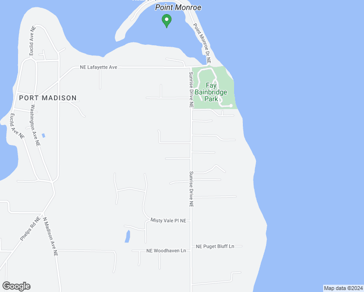map of restaurants, bars, coffee shops, grocery stores, and more near 14918 Sunrise Drive Northeast in Bainbridge Island