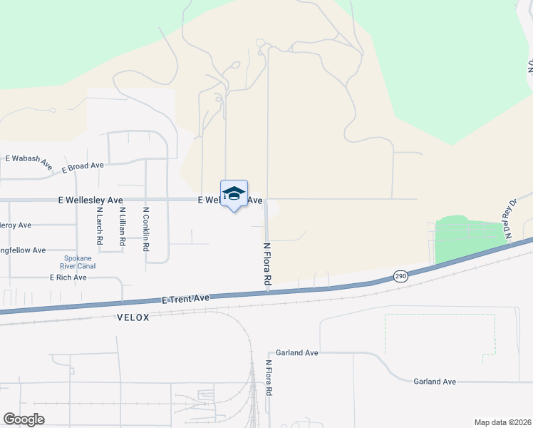 map of restaurants, bars, coffee shops, grocery stores, and more near 4724 North Flora Road in Spokane Valley