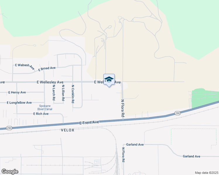 map of restaurants, bars, coffee shops, grocery stores, and more near 16924 East Wellesley Avenue in Spokane Valley