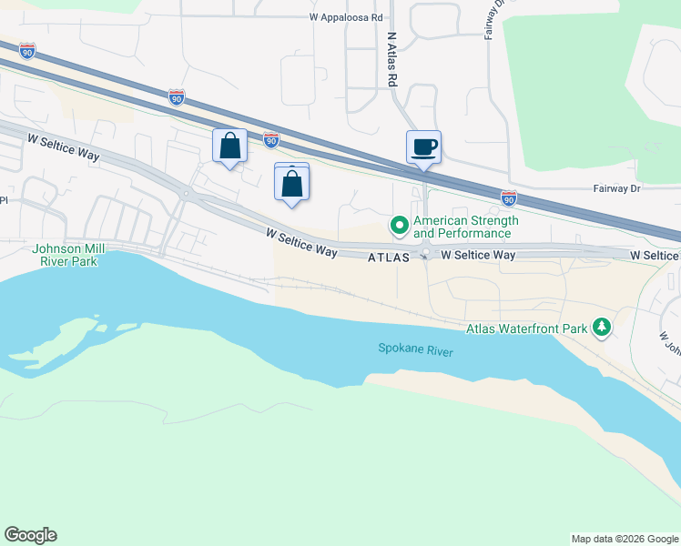 map of restaurants, bars, coffee shops, grocery stores, and more near 3404 West Seltice Way in Coeur d'Alene