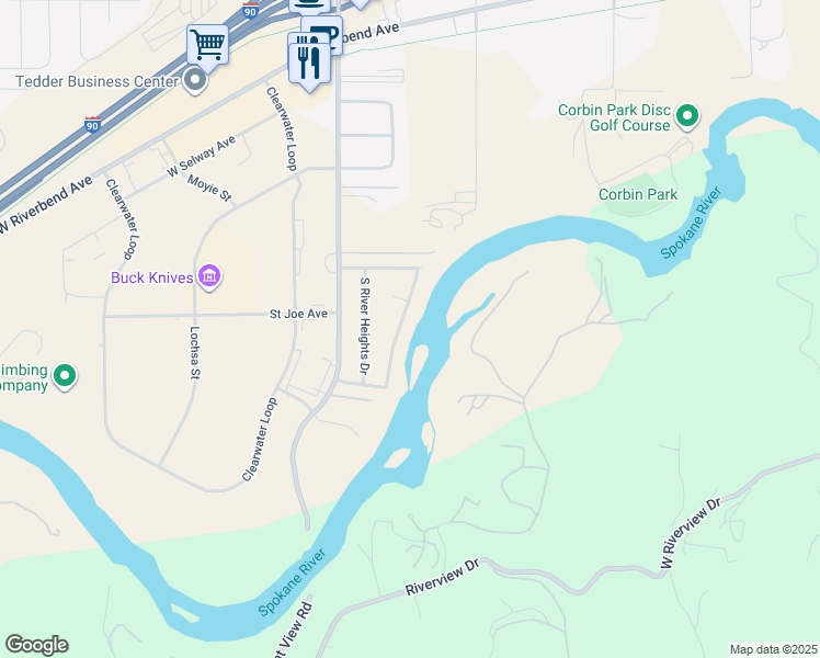 map of restaurants, bars, coffee shops, grocery stores, and more near 695 South Majestic View Drive in Post Falls