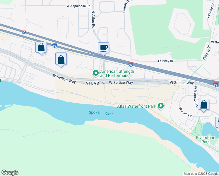 map of restaurants, bars, coffee shops, grocery stores, and more near 3074 West Seltice Way in Coeur d'Alene
