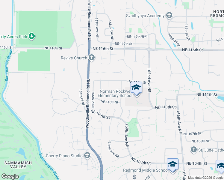 map of restaurants, bars, coffee shops, grocery stores, and more near 15803 Northeast 111th Court in Redmond