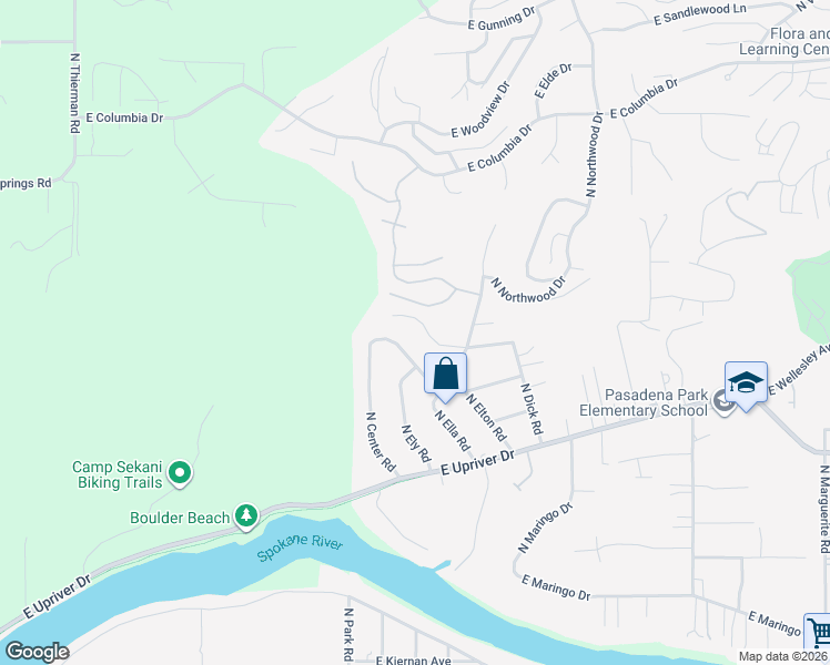 map of restaurants, bars, coffee shops, grocery stores, and more near 7712 East Princeton Avenue in Spokane