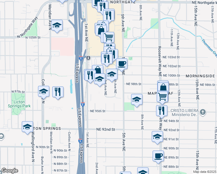 map of restaurants, bars, coffee shops, grocery stores, and more near 9730 3rd Avenue Northeast in Seattle