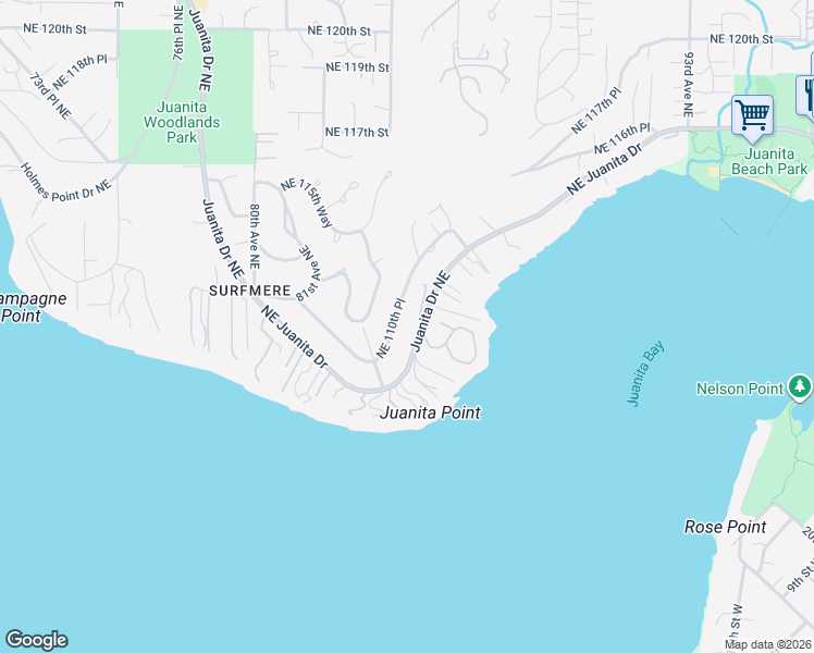 map of restaurants, bars, coffee shops, grocery stores, and more near 8411 Northeast 110th Place in Kirkland