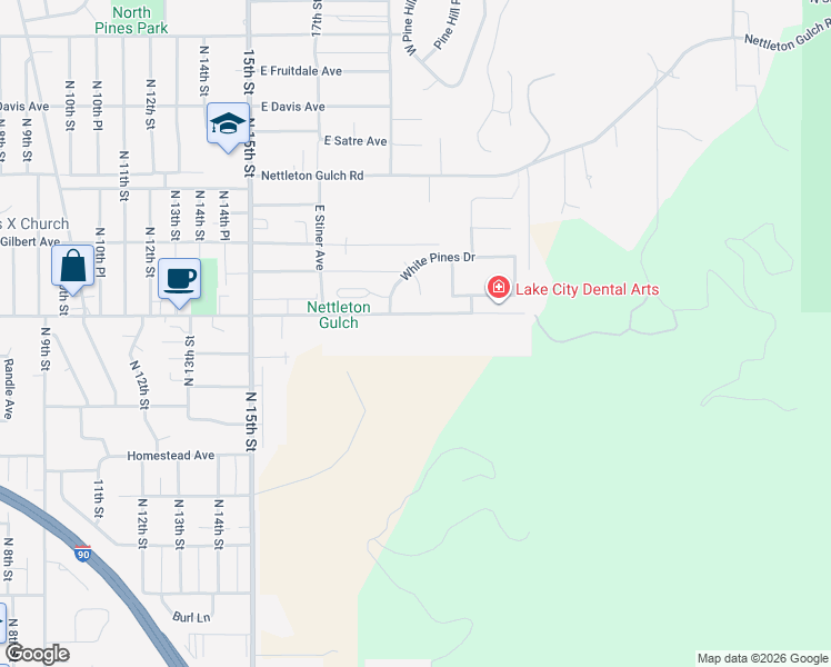map of restaurants, bars, coffee shops, grocery stores, and more near 1942 East Best Avenue in Coeur d'Alene