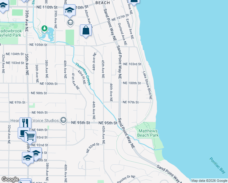 map of restaurants, bars, coffee shops, grocery stores, and more near 9720 46th Avenue Northeast in Seattle