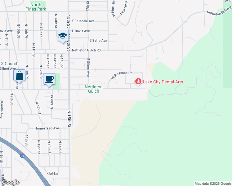 map of restaurants, bars, coffee shops, grocery stores, and more near 1942 East Best Avenue in Coeur d'Alene