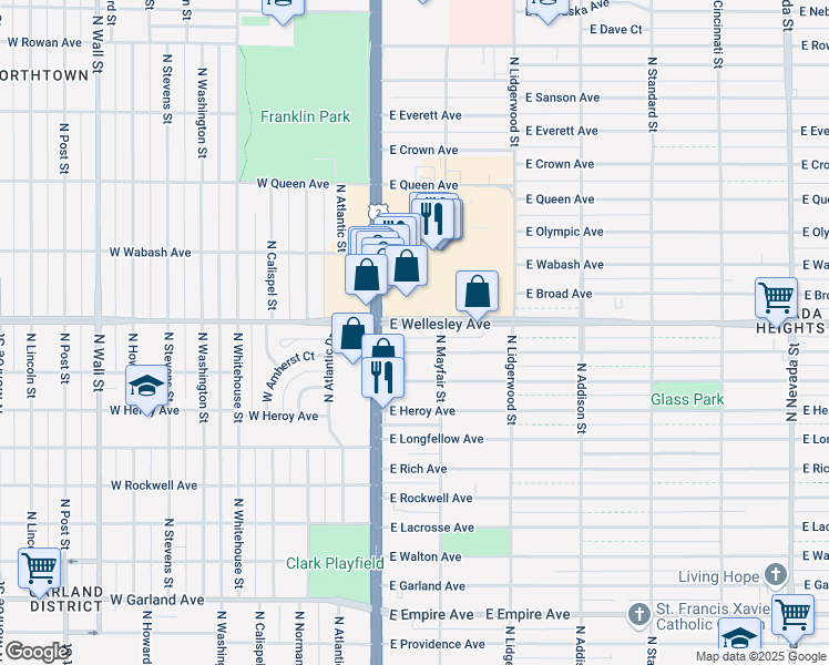 map of restaurants, bars, coffee shops, grocery stores, and more near 37 East Hoffman Avenue in Spokane