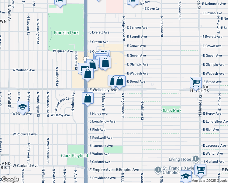 map of restaurants, bars, coffee shops, grocery stores, and more near 211 East Hoffman Avenue in Spokane