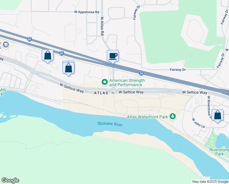 map of restaurants, bars, coffee shops, grocery stores, and more near 3098 E Seltice Way in Coeur d'Alene