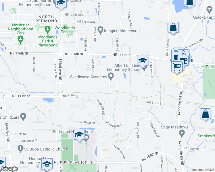 map of restaurants, bars, coffee shops, grocery stores, and more near 11303 177th Place Northeast in Redmond