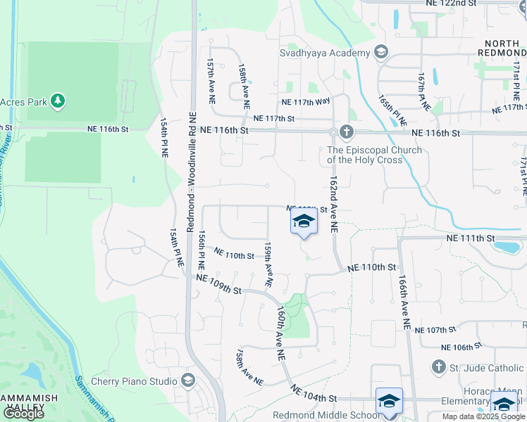 map of restaurants, bars, coffee shops, grocery stores, and more near 11114 159th Avenue Northeast in Redmond