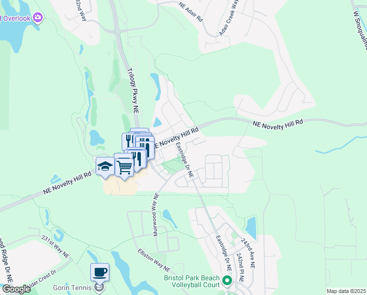 map of restaurants, bars, coffee shops, grocery stores, and more near 23908 Northeast 115th Lane in Redmond