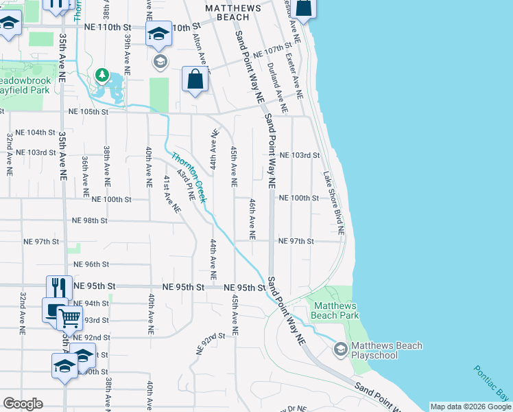 map of restaurants, bars, coffee shops, grocery stores, and more near 10008 46th Avenue Northeast in Seattle