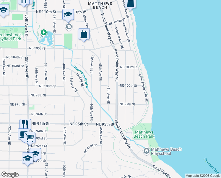 map of restaurants, bars, coffee shops, grocery stores, and more near 10008 46th Avenue Northeast in Seattle