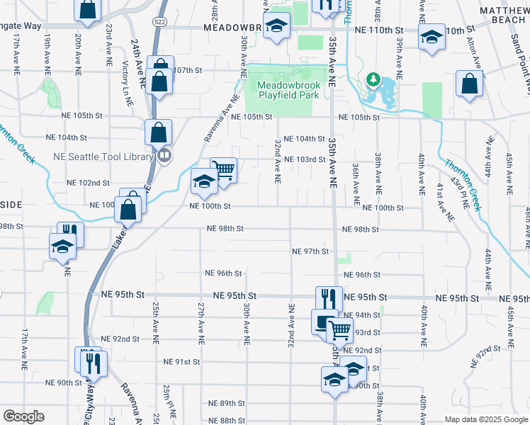 map of restaurants, bars, coffee shops, grocery stores, and more near in Seattle