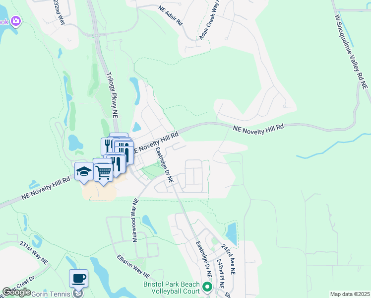 map of restaurants, bars, coffee shops, grocery stores, and more near 23951 Northeast 115th Lane in Redmond