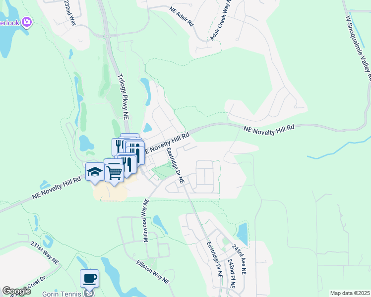 map of restaurants, bars, coffee shops, grocery stores, and more near 23943 Northeast 115th Lane in Redmond