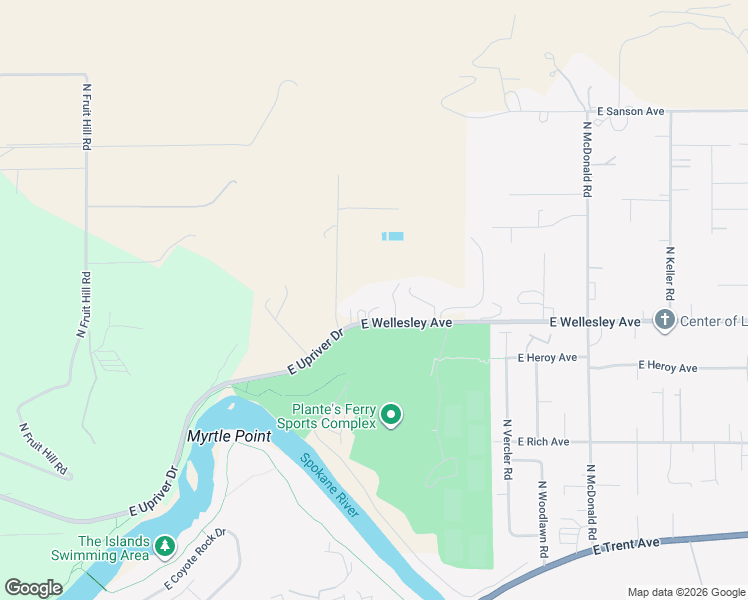 map of restaurants, bars, coffee shops, grocery stores, and more near 12411 East Wellesley Avenue in Spokane Valley