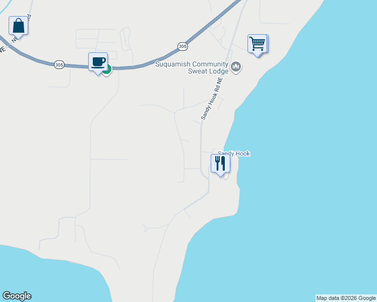 map of restaurants, bars, coffee shops, grocery stores, and more near 15148 Cedar Grove Road Northeast in Poulsbo