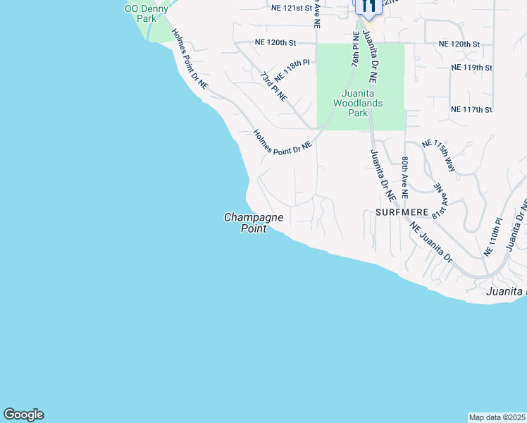 map of restaurants, bars, coffee shops, grocery stores, and more near 11035 Champagne Point Road Northeast in Kirkland
