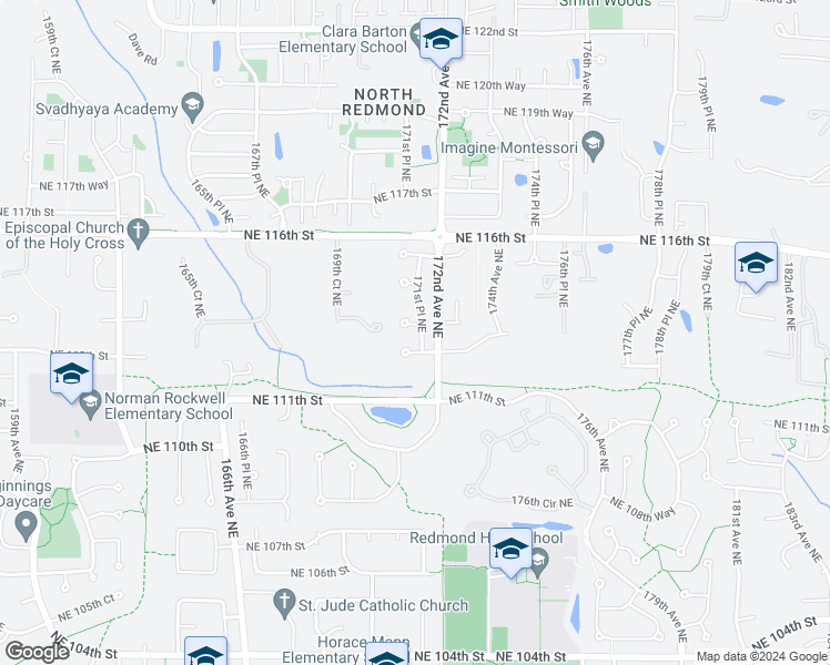 map of restaurants, bars, coffee shops, grocery stores, and more near 17029 Northeast 113th Court in Redmond