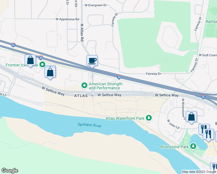 map of restaurants, bars, coffee shops, grocery stores, and more near 3260 North Ladalia Drive in Coeur d'Alene