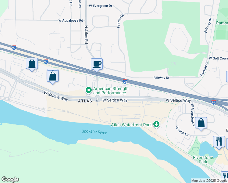 map of restaurants, bars, coffee shops, grocery stores, and more near 3260 North Ladalia Drive in Coeur d'Alene