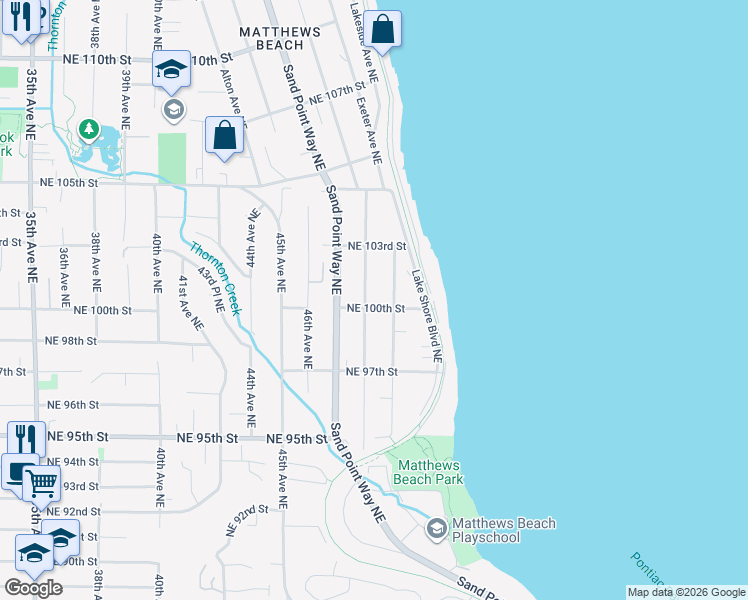 map of restaurants, bars, coffee shops, grocery stores, and more near 10013 49th Avenue Northeast in Seattle
