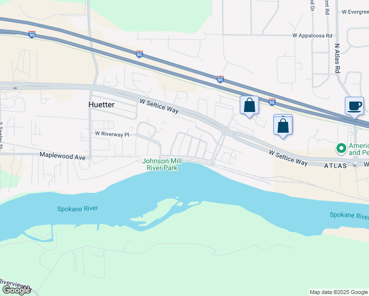 map of restaurants, bars, coffee shops, grocery stores, and more near 3259 North Waterwood Lane in Coeur d'Alene