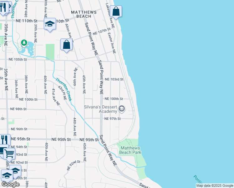 map of restaurants, bars, coffee shops, grocery stores, and more near 10013 49th Avenue Northeast in Seattle