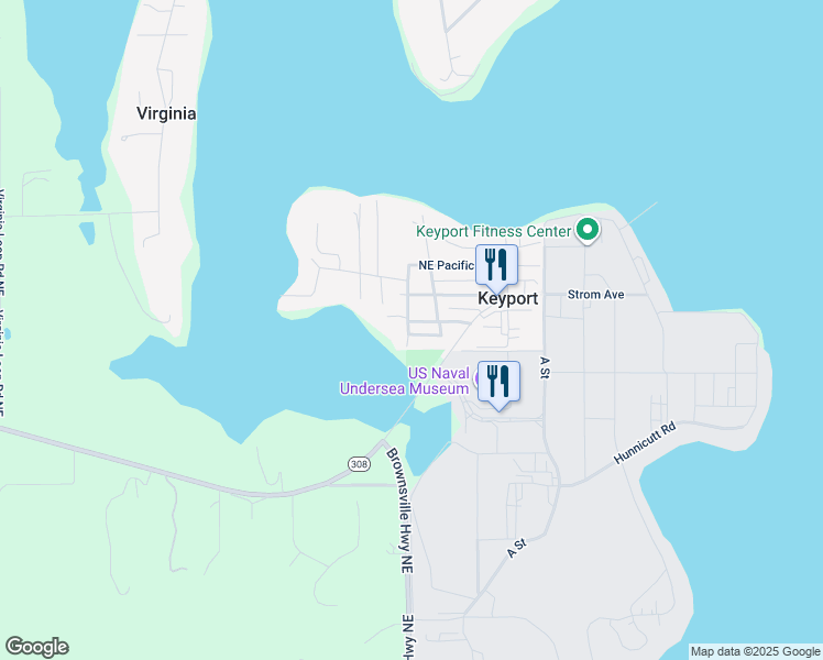 map of restaurants, bars, coffee shops, grocery stores, and more near 1643 Northeast Harvard Avenue in Keyport