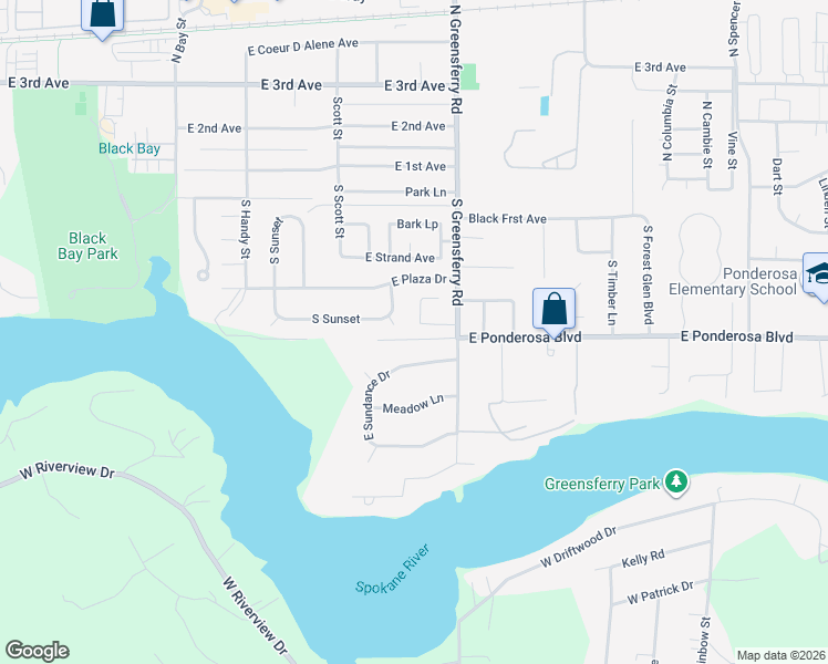 map of restaurants, bars, coffee shops, grocery stores, and more near 1902 Windwood Court in Post Falls