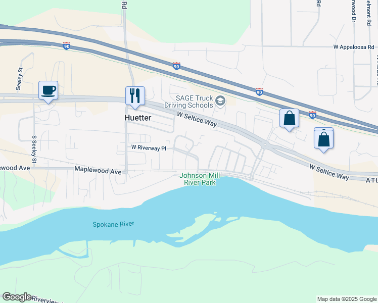 map of restaurants, bars, coffee shops, grocery stores, and more near 4450 W Green Chain Loop in Coeur d'Alene