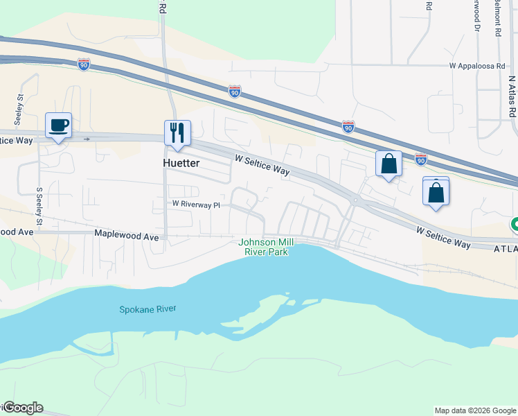 map of restaurants, bars, coffee shops, grocery stores, and more near 4445 Greenchain Loop in Coeur d'Alene