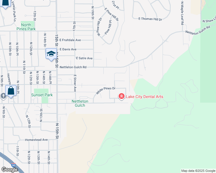 map of restaurants, bars, coffee shops, grocery stores, and more near 2859 Sugar Pines Drive in Coeur d'Alene